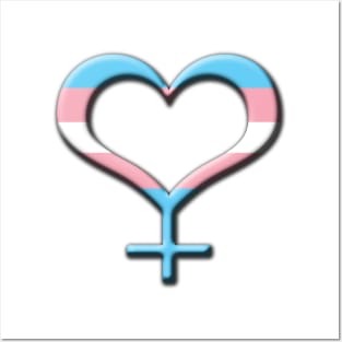 Heart-Shaped Transgender Pride Female Gender Symbol Posters and Art